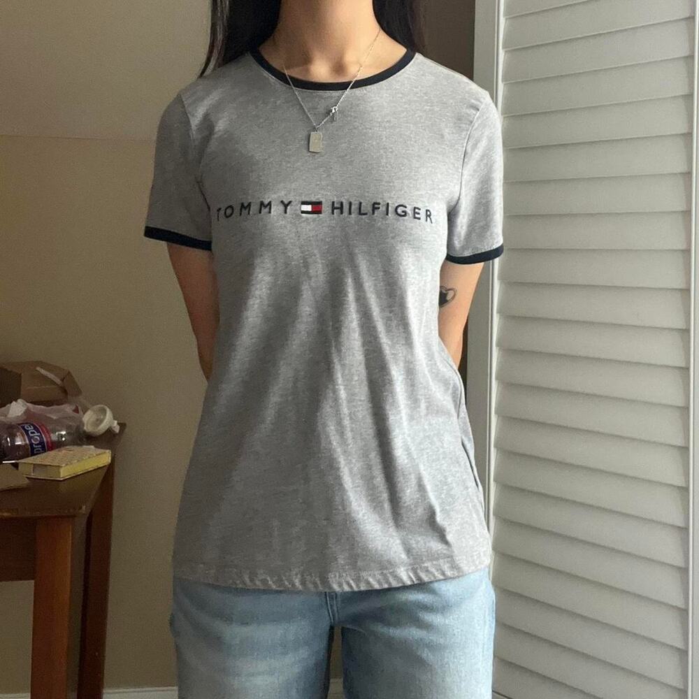 Grey and navy tommy hilfiger shirt